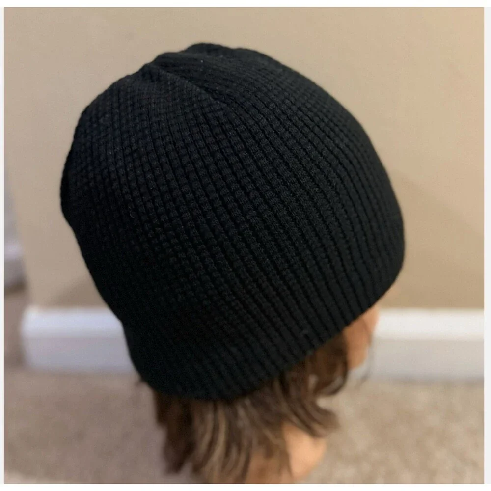 Route 66 Sherpa Fleece Lined Beanie Hat Black Waffle Knit Outdoor Skull Cap